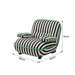 LIVARA Lounge Chair - Striped Velvet Upholstery with Solid Timber Frame and Contrast Trim Design, Retro Accent Chair for Living Room & Bedroom - Black