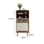 LIVARA 45cm Retro Storage Cabinet - Solid Timber Frame with Display Shelf & Flip Door for Living Room Entryway - Walnut & Cream