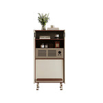 LIVARA 45cm Retro Storage Cabinet - Solid Timber Frame with Display Shelf & Flip Door for Living Room Entryway - Walnut & Cream