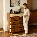 LIVARA 5-Drawer Storage Cabinet - Solid Timber Frame with Spacious Drawers for Living Room & Bedroom - Walnut