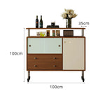 LIVARA 100cm Sideboard - FAS Cherry Wood Finish with Sliding Door, Drawers & Fixed Support Legs - Walnut & Cream