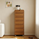 LIVARA 7-Drawer Mobile Storage Cabinet - Slim Timber Design with Lockable Castors for Living Room & Bedroom - Walnut