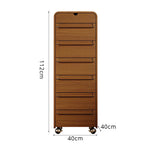 LIVARA 7-Drawer Mobile Storage Cabinet - Slim Timber Design with Lockable Castors for Living Room & Bedroom - Walnut