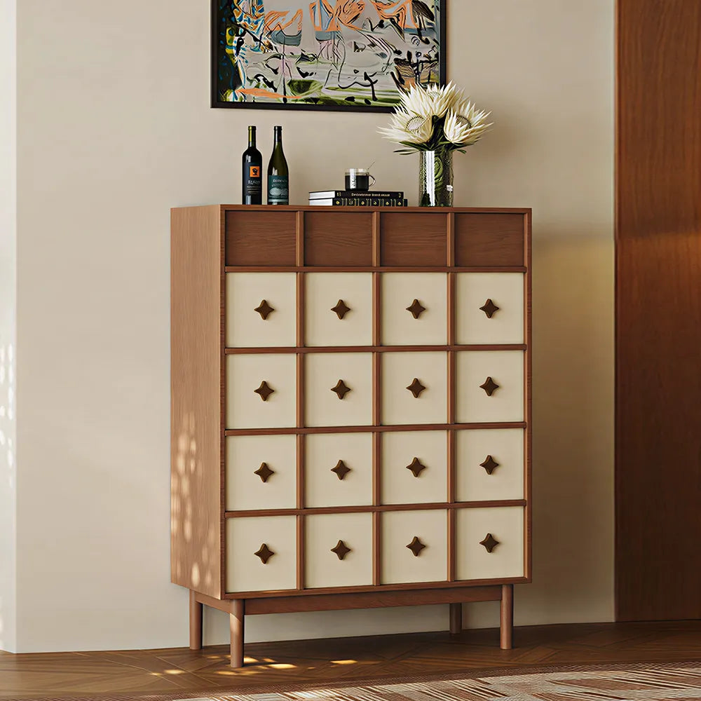 LIVARA 90cm 5-Drawer Storage Cabinet - FAS Red Oak Veneer with Multi-Drawer Design for Living Room & Bedroom - Walnut