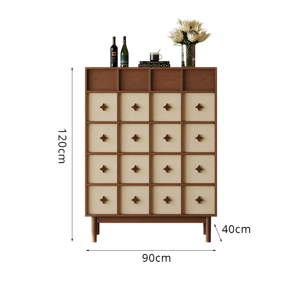 LIVARA 90cm 5-Drawer Storage Cabinet - FAS Red Oak Veneer with Multi-Drawer Design for Living Room & Bedroom - Walnut