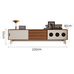 LIVARA Bauhaus TV Unit - Cherry Wood Finish with Sliding Doors, Drawers & Metal Base for Living Room Storage - Walnut & Cream
