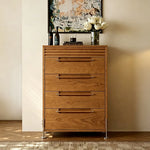 LIVARA Spanish Style 5-Drawer Storage Cabinet - Cherry Wood Finish with Full Pull-Out Drawers for Living Room & Bedroom - Walnut