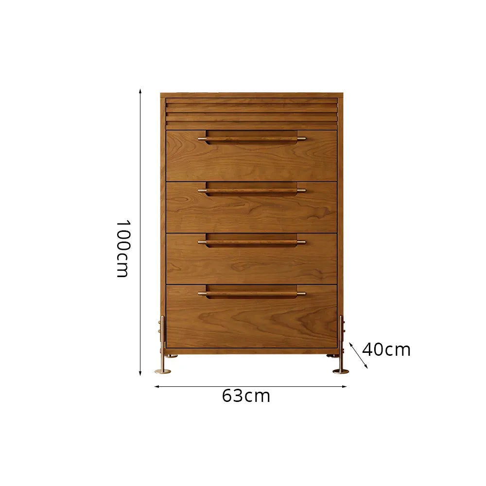 LIVARA Spanish Style 5-Drawer Storage Cabinet - Cherry Wood Finish with Full Pull-Out Drawers for Living Room & Bedroom - Walnut