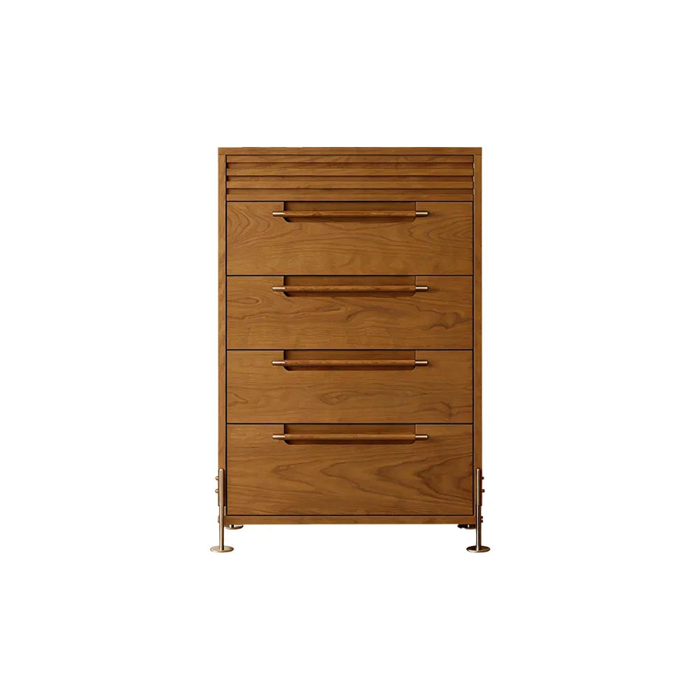 LIVARA Spanish Style 5-Drawer Storage Cabinet - Cherry Wood Finish with Full Pull-Out Drawers for Living Room & Bedroom - Walnut