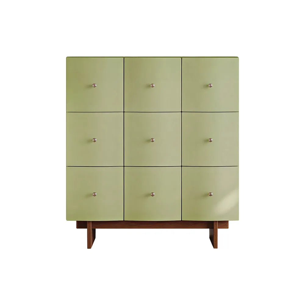 LIVARA 9-Drawer Storage Cabinet - Solid Timber Frame with Spacious Multi-Drawer Storage for Living Room & Bedroom - Green & Walnut