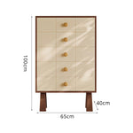 LIVARA 5-Drawer Storage Cabinet - Solid Timber Frame with Raised Legs for Living Room & Bedroom - Walnut & Cream