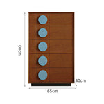 LIVARA 5-Drawer Storage Cabinet - Solid Timber Frame with Round Accent Handles for Living Room & Bedroom - Walnut & Blue