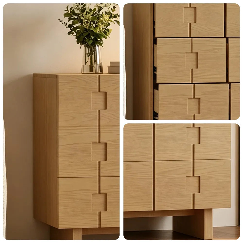 LIVARA 140cm Sideboard - Solid Timber Frame with Multi-Door Storage & Raised Legs for Living Room Dining Room - Natural Oak