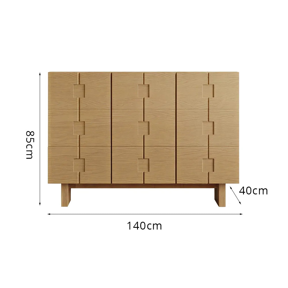 LIVARA 140cm Sideboard - Solid Timber Frame with Multi-Door Storage & Raised Legs for Living Room Dining Room - Natural Oak