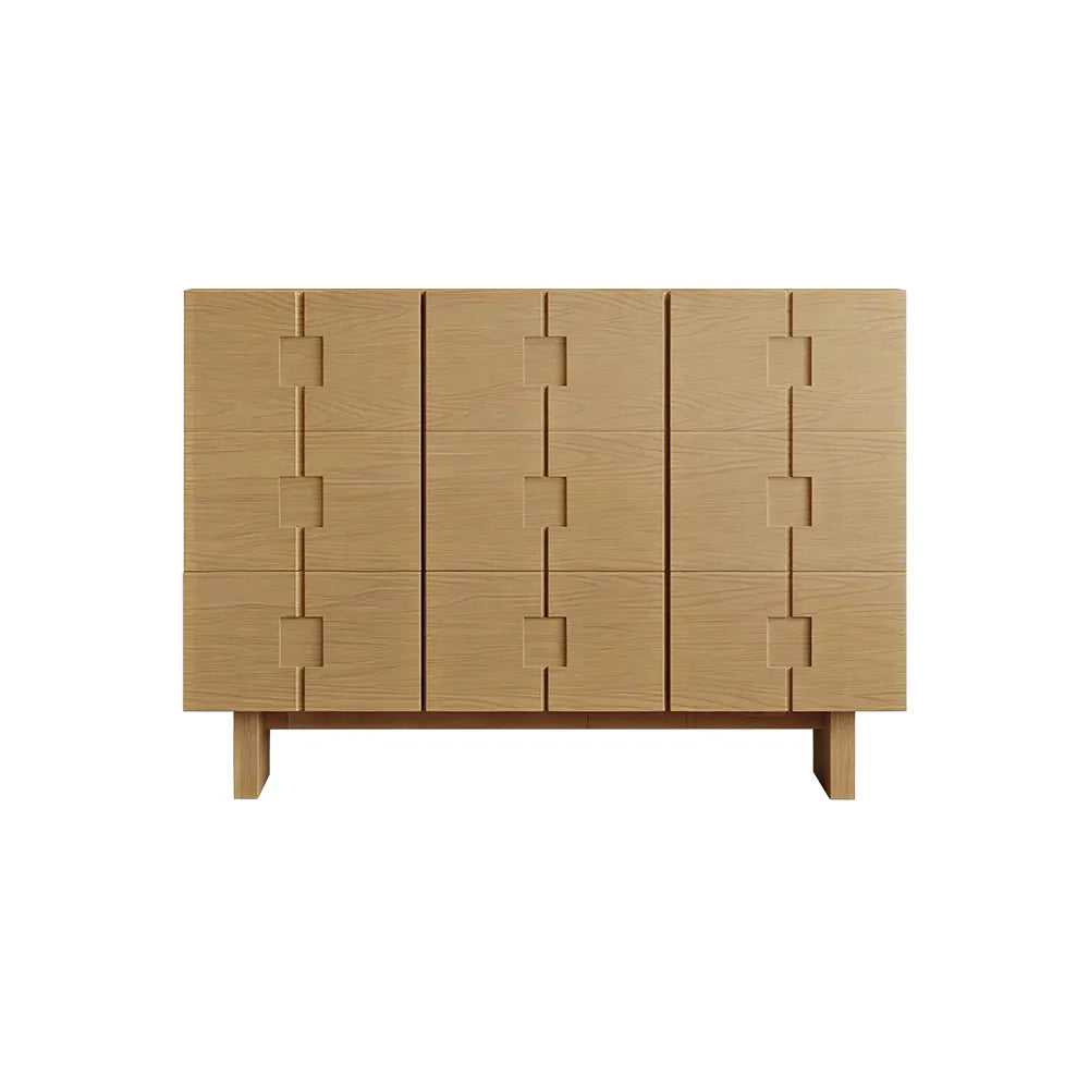 LIVARA 140cm Sideboard - Solid Timber Frame with Multi-Door Storage & Raised Legs for Living Room Dining Room - Natural Oak