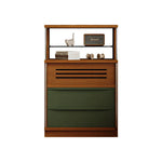 LIVARA Storage Cabinet - Timber Finish with Open Shelf, Drawers & Enclosed Storage for Living Room & Bedroom - Walnut & Green