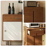 LIVARA 140cm Sideboard - Solid Timber Frame with Sliding Doors, Drawer & Metal Legs for Dining Room Storage - Walnut & Cream