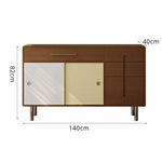 LIVARA 140cm Sideboard - Solid Timber Frame with Sliding Doors, Drawer & Metal Legs for Dining Room Storage - Walnut & Cream