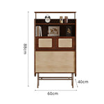 LIVARA Travertine 5-Drawer Storage Cabinet - Solid Timber Frame with Open Shelves & Metal Base for Living Room - Walnut & Beige
