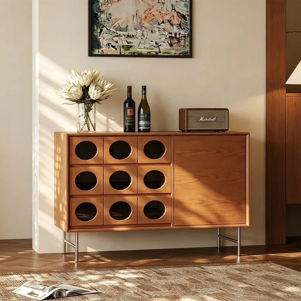 LIVARA 100cm Storage Cabinet - FAS Red Oak Finish with Multi-Drawer Storage & Metal Legs for Living Room Bedroom - Walnut