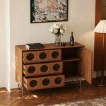 LIVARA 100cm Storage Cabinet - FAS Red Oak Finish with Multi-Drawer Storage & Metal Legs for Living Room Bedroom - Walnut