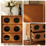 LIVARA 100cm Storage Cabinet - FAS Red Oak Finish with Multi-Drawer Storage & Metal Legs for Living Room Bedroom - Walnut