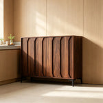 LIVARA 100cm 2-Door Sideboard - ENF Solid Core Board with Sculpted Doors & Raised Legs for Living Room Dining Room - Walnut