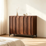 LIVARA 100cm 2-Door Sideboard - ENF Solid Core Board with Sculpted Doors & Raised Legs for Living Room Dining Room - Walnut