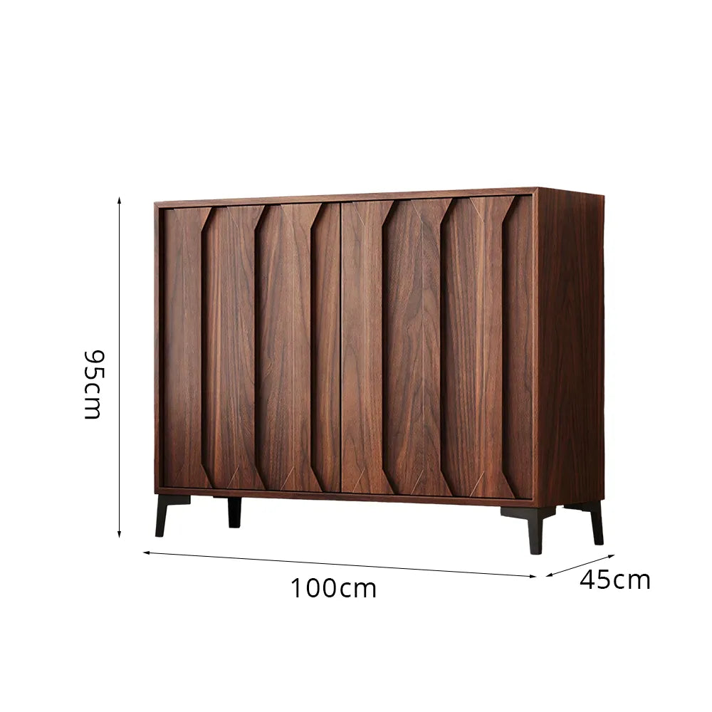 LIVARA 100cm 2-Door Sideboard - ENF Solid Core Board with Sculpted Doors & Raised Legs for Living Room Dining Room - Walnut