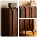 LIVARA 120cm 3-Door Sideboard - ENF Solid Core Board with Sculpted Doors & Raised Legs for Living Room Dining Room - Walnut