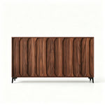 LIVARA 120cm 3-Door Sideboard - ENF Solid Core Board with Sculpted Doors & Raised Legs for Living Room Dining Room - Walnut