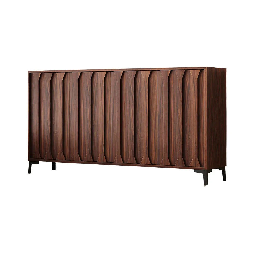 LIVARA 140cm 4-Door Sideboard - ENF Solid Core Board with Sculpted Doors & Raised Legs for Living Room Dining Room - Walnut