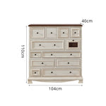 LIVARA 104cm 12-Drawer Storage Cabinet - Vintage Colour Block Design with Solid Wood Handles for Living Room & Bedroom - White