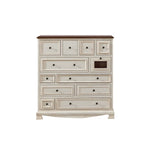 LIVARA 104cm 12-Drawer Storage Cabinet - Vintage Colour Block Design with Solid Wood Handles for Living Room & Bedroom - White