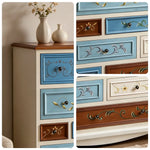 LIVARA 104cm 12-Drawer Storage Cabinet - Vintage Colour Block Design with Solid Wood Handles for Living Room & Bedroom - White