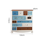 LIVARA 104cm 12-Drawer Storage Cabinet - Vintage Colour Block Design with Solid Wood Handles for Living Room & Bedroom - White