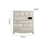 LIVARA 104cm 12-Drawer Storage Cabinet - Vintage Colour Block Design with Solid Wood Handles for Living Room & Bedroom - Beige