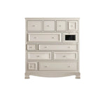 LIVARA 104cm 12-Drawer Storage Cabinet - Vintage Colour Block Design with Solid Wood Handles for Living Room & Bedroom - Beige