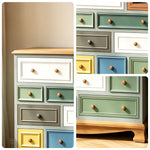 LIVARA 120cm 10-Drawer Storage Cabinet - Vintage Colour Block Design with Single-Door Storage for Living Room & Bedroom - Teal & Multi