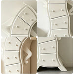LIVARA Walnut 5-Drawer Storage Cabinet - Unique Curved Design with Brass Handles for Bedroom & Living Room - White