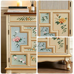 LIVARA 86cm 2-Drawer 2-Door Storage Cabinet - Vintage Floral Design with Solid Wood Frame for Living Room & Entryway - Champagne Gold