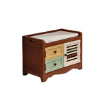 LIVARA 142cm 8-Drawer Storage Cabinet - Vintage Colour Block Design with Double Door Storage & Solid Wood Legs for Living Room - Brown