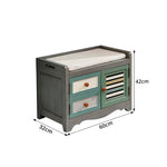 LIVARA 142cm 8-Drawer Storage Cabinet - Vintage Colour Block Design with Double Door Storage & Solid Wood Legs for Living Room - Green & Blue
