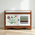 LIVARA 142cm 8-Drawer Storage Cabinet - Vintage Colour Block Design with Double Door Storage & Solid Wood Legs for Living Room - Wood