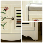 LIVARA 142cm 8-Drawer Storage Cabinet - Vintage Colour Block Design with Double Door Storage & Solid Wood Legs for Living Room - White