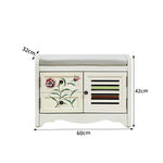 LIVARA 142cm 8-Drawer Storage Cabinet - Vintage Colour Block Design with Double Door Storage & Solid Wood Legs for Living Room - White
