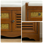 LIVARA 142cm 8-Drawer Storage Cabinet - Vintage Colour Block Design with Double Door Storage & Solid Wood Legs for Living Room - Brown