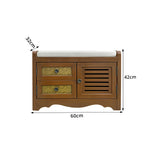 LIVARA 142cm 8-Drawer Storage Cabinet - Vintage Colour Block Design with Double Door Storage & Solid Wood Legs for Living Room - Brown