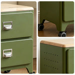 LIVARA 2 Drawer Storage Cabinet Mobile Organizer Wood Top Compact 510x360x520mm Home Bedroom Living Room - Green