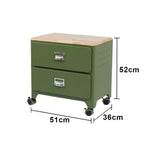 LIVARA 2 Drawer Storage Cabinet Mobile Organizer Wood Top Compact 510x360x520mm Home Bedroom Living Room - Green